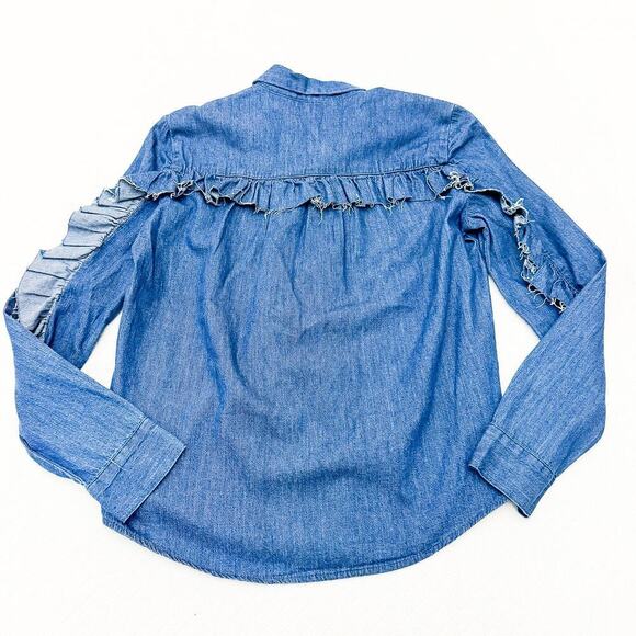 Zara Denim Jean Button Down Long Sleeve Blouse Top Size XS NWT - Picture 2 of 5